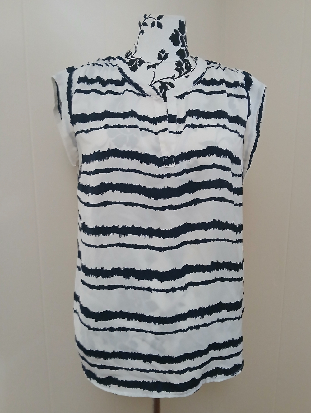 Hilary Radley Striped Cap Sleeve Blouse